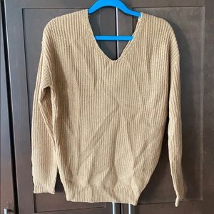Brand new knotted back camel sweater